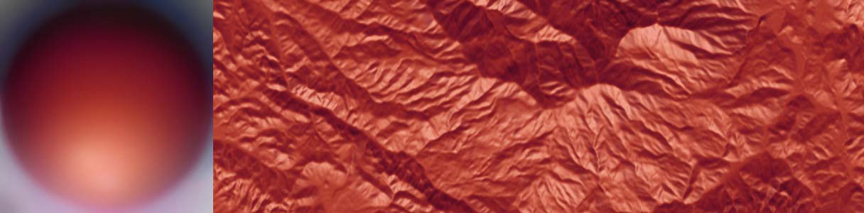 A fiery red terrain map