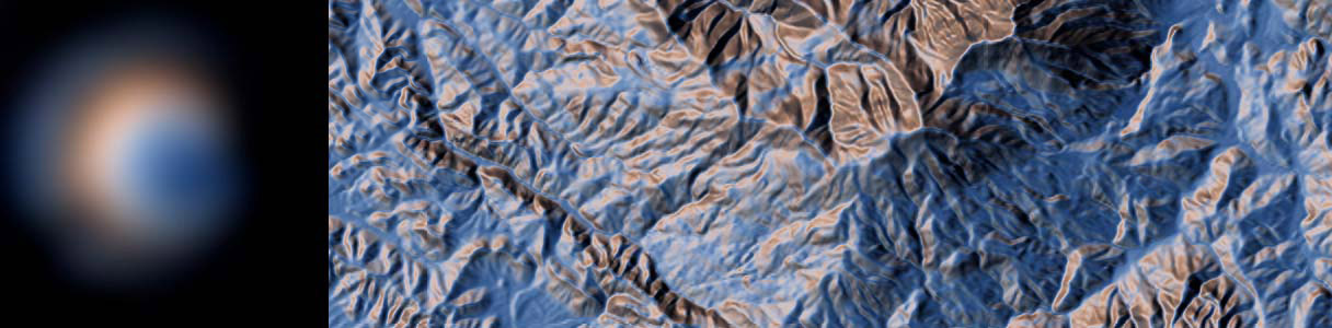 A smooth blue terrain map